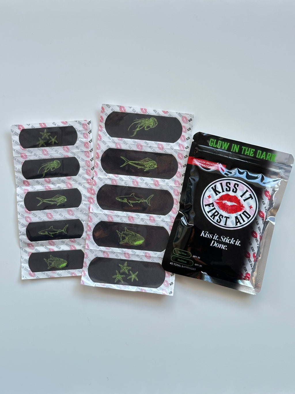 Glow in the dark marine animal bandages